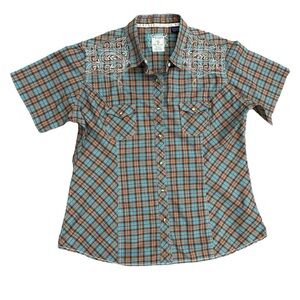 EUC - Panhandle Rough Stock Classic Plaid Short Sleeve Western Shirt